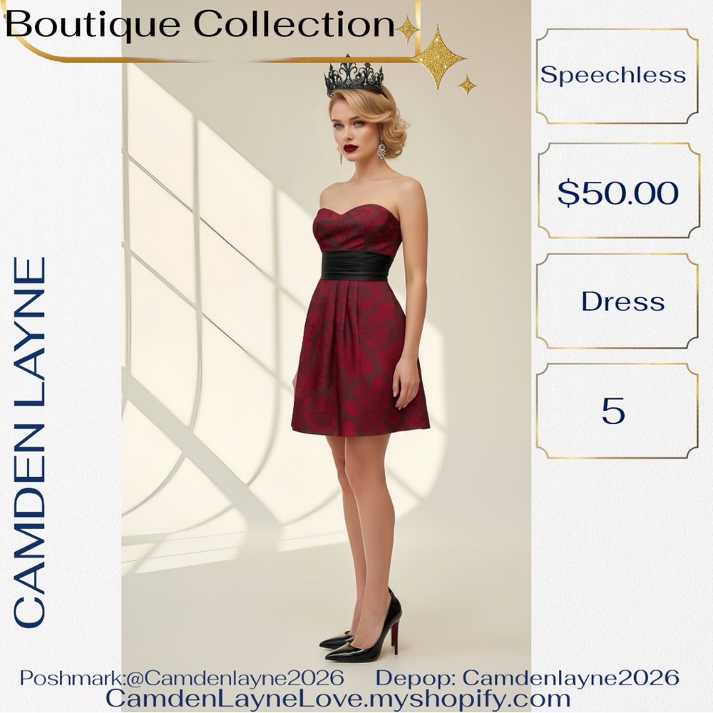 Vintage Speechless Burgundy Strapless Dress - Picture 3 of 13